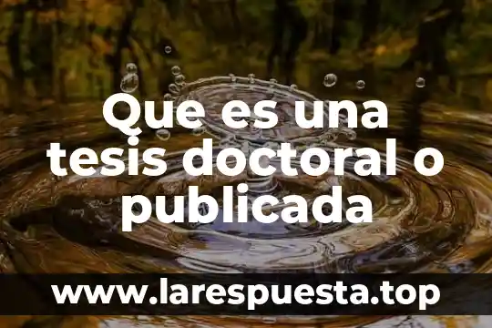 Que es la importancia de la investigacion en una tesis 3 Que es una tesis doctoral o publicada