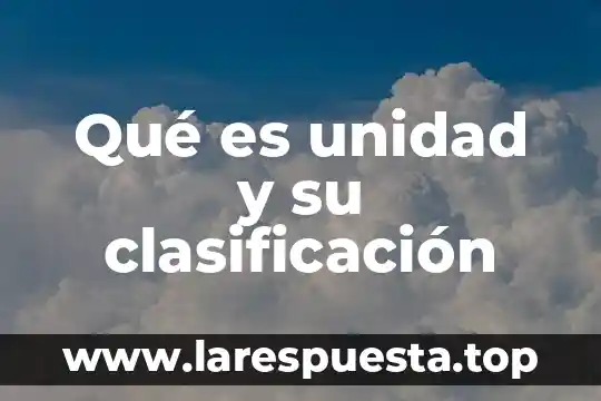 Qué es unidad y su clasificación