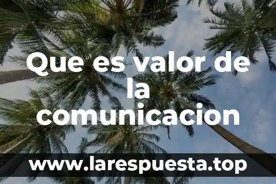 Que es valor de la comunicacion