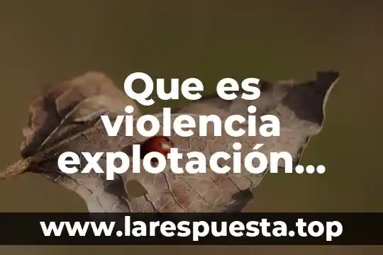 Qué es métodos de explotación 8 Que es violencia explotación sexual