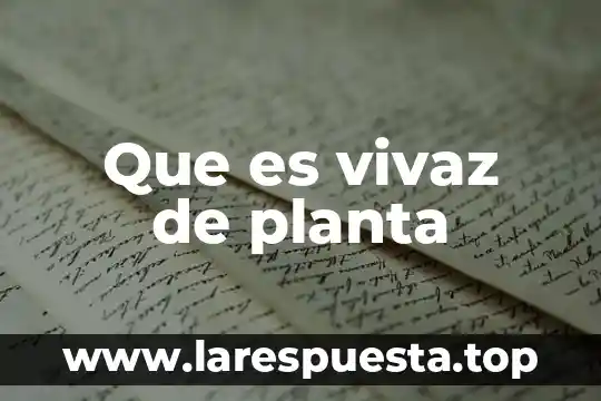 Que es vivaz de planta