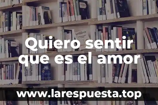 Quiero sentir que es el amor