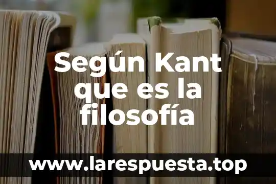 Según Kant que es la filosofía