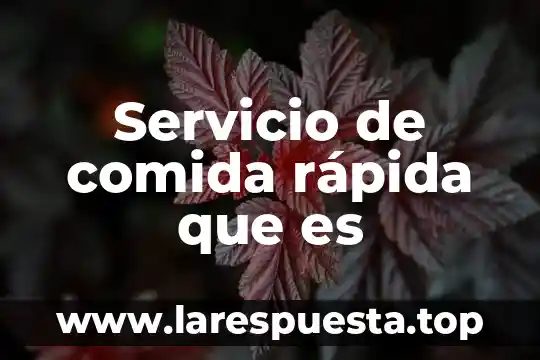 Que es evaluacion rapida de planta rpa 3 Servicio de comida rápida que es